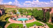 Aerial view of the Hyatt Regency Tamaya property and pool.