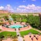 Aerial view of the Hyatt Regency Tamaya property and pool.