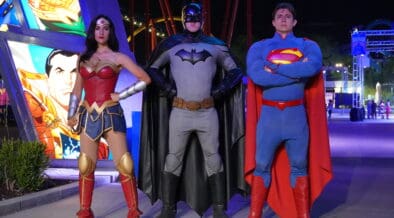 Wonder Woman, Batman and Superman characters are lined-up as part of Six Flags Magic Mountain's DC Heroes and Villains Fest.
