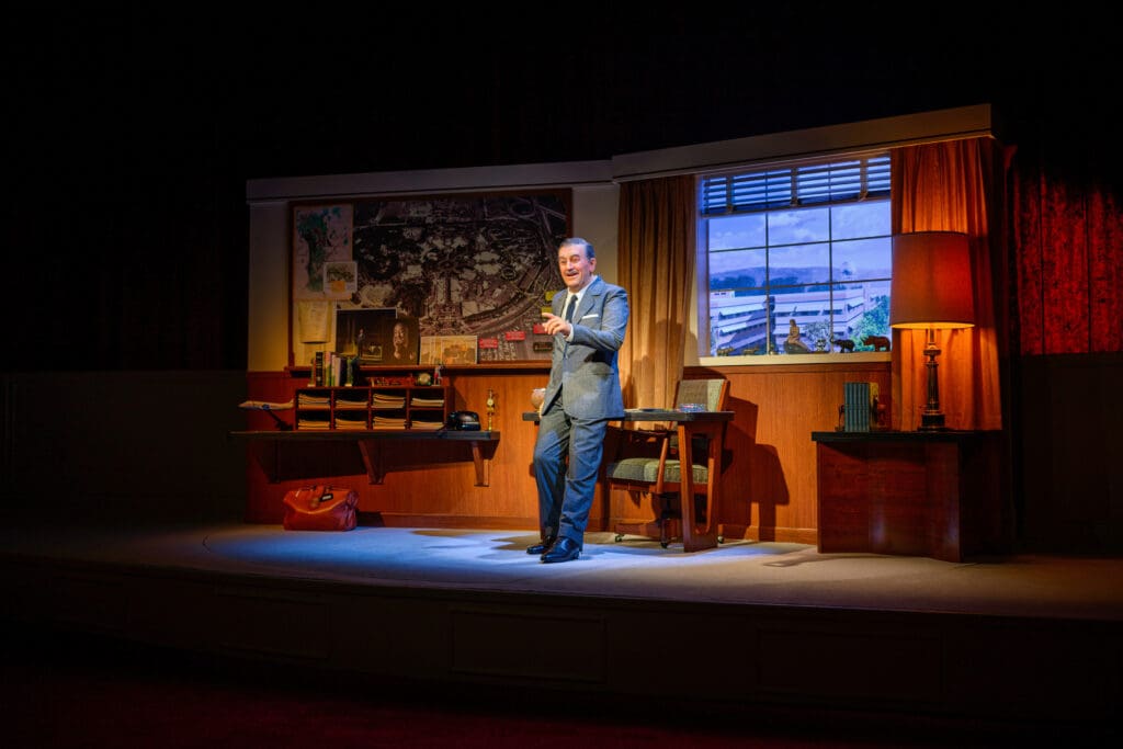 A photo of animatronic Walt Disney in a representation of his office as part of the new “Walt Disney – A Magical Life” attraction.
