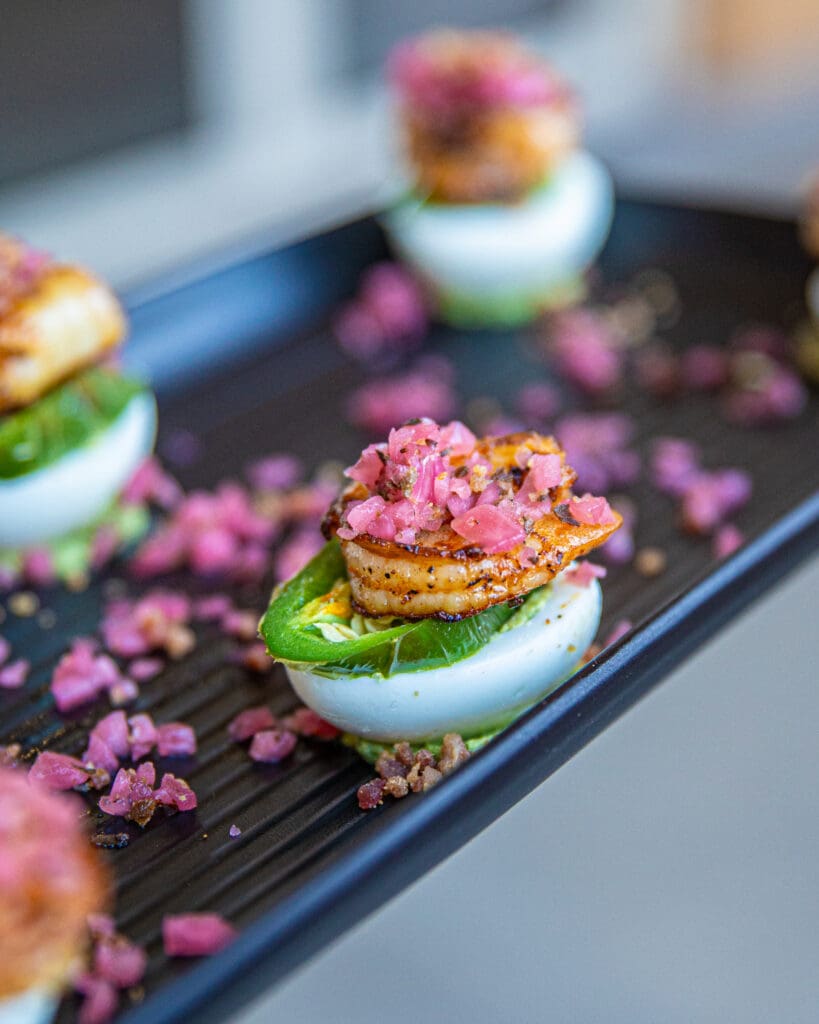 A fancy deviled egg from Salt + Lime Modern Mexican Grill in Arcadia.