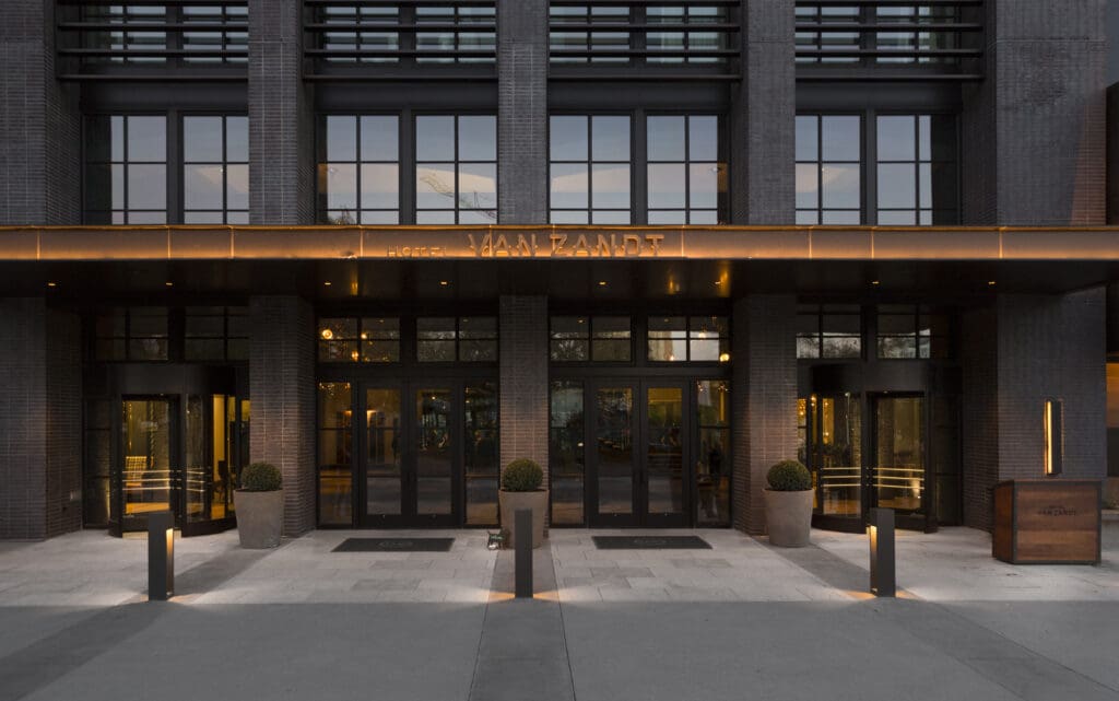 The exterior of Hotel Van Zandt in Austin Texas.