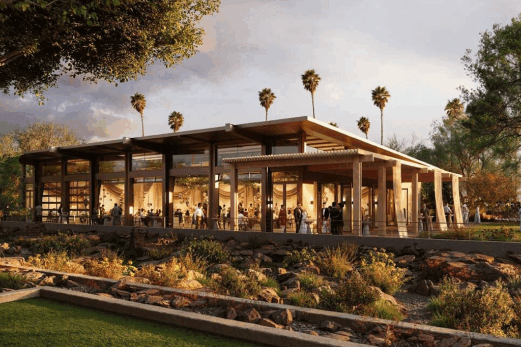 The meeting-space venue with a married couple and wedding party at the Kimpton Miralina Resort & Villas in Paradise Valley, Scottsdale.