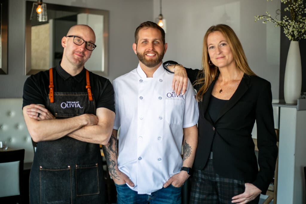 Dear Emilia and Restaurant Olivia Co-Owners (Left to Right) Austin Carson, Chef Ty Leon, Heather Morrison.