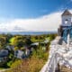 Fort Mackinac Island Fort overlooking the island's city and bay in the background.